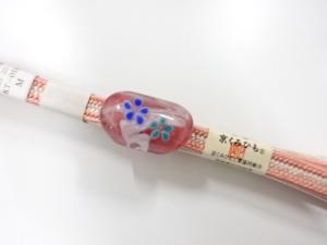 未使用品　ガラス帯留め・正絹手組帯締めセット